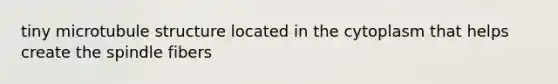 tiny microtubule structure located in the cytoplasm that helps create the spindle fibers