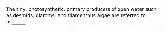 The tiny, photosynthetic, primary producers of open water such as desmids, diatoms, and filamentous algae are referred to as______