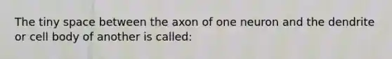 The tiny space between the axon of one neuron and the dendrite or cell body of another is called: