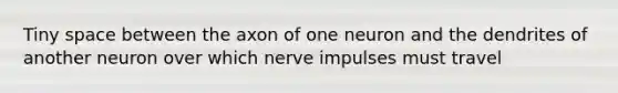 Tiny space between the axon of one neuron and the dendrites of another neuron over which nerve impulses must travel