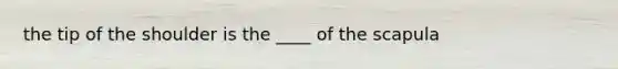 the tip of the shoulder is the ____ of the scapula