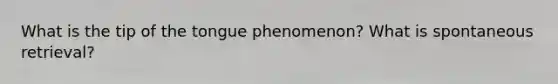 What is the tip of the tongue phenomenon? What is spontaneous retrieval?