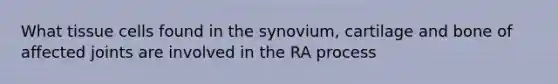 What tissue cells found in the synovium, cartilage and bone of affected joints are involved in the RA process