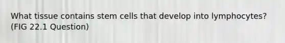 What tissue contains stem cells that develop into lymphocytes? (FIG 22.1 Question)