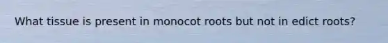 What tissue is present in monocot roots but not in edict roots?