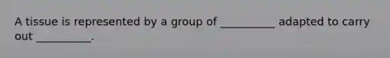 A tissue is represented by a group of __________ adapted to carry out __________.