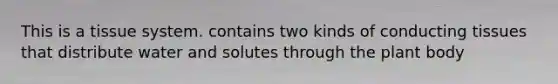 This is a tissue system. contains two kinds of conducting tissues that distribute water and solutes through the plant body