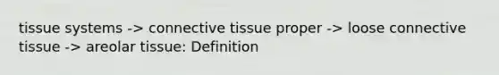 tissue systems -> connective tissue proper -> loose connective tissue -> areolar tissue: Definition