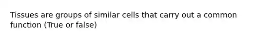 Tissues are groups of similar cells that carry out a common function (True or false)