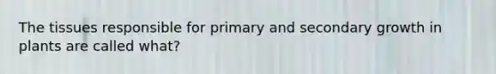 The tissues responsible for primary and secondary growth in plants are called what?