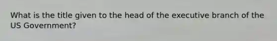 What is the title given to the head of the executive branch of the US Government?