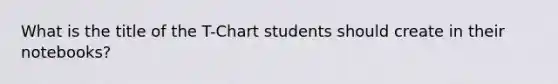 What is the title of the T-Chart students should create in their notebooks?