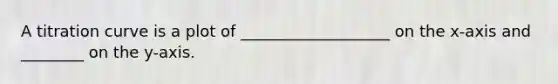 A titration curve is a plot of ___________________ on the x-axis and ________ on the y-axis.