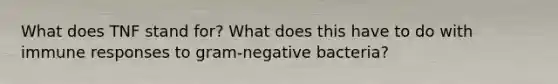 What does TNF stand for? What does this have to do with immune responses to gram-negative bacteria?