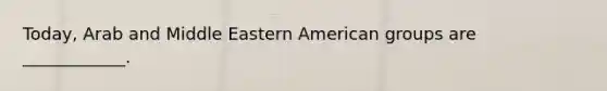 Today, Arab and Middle Eastern American groups are ____________.