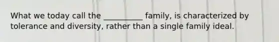 What we today call the __________ family, is characterized by tolerance and diversity, rather than a single family ideal.