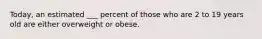 Today, an estimated ___ percent of those who are 2 to 19 years old are either overweight or obese.