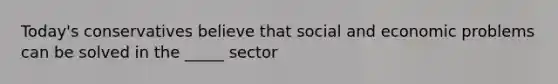 Today's conservatives believe that social and economic problems can be solved in the _____ sector