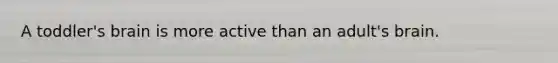 A toddler's brain is more active than an adult's brain.