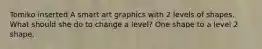 Tomiko inserted A smart art graphics with 2 levels of shapes. What should she do to change a level? One shape to a level 2 shape.