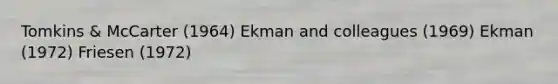 Tomkins & McCarter (1964) Ekman and colleagues (1969) Ekman (1972) Friesen (1972)