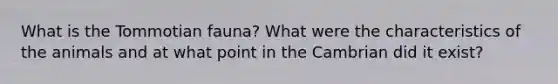 What is the Tommotian fauna? What were the characteristics of the animals and at what point in the Cambrian did it exist?