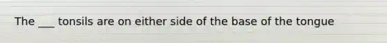 The ___ tonsils are on either side of the base of the tongue