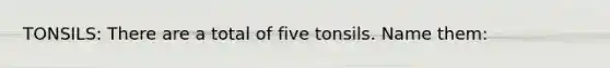 TONSILS: There are a total of five tonsils. Name them: