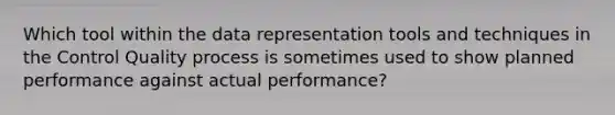 Which tool within the data representation tools and techniques in the Control Quality process is sometimes used to show planned performance against actual performance?