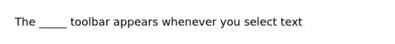The _____ toolbar appears whenever you select text