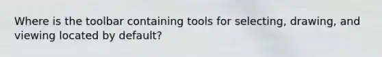 Where is the toolbar containing tools for selecting, drawing, and viewing located by default?