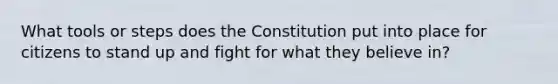 What tools or steps does the Constitution put into place for citizens to stand up and fight for what they believe in?