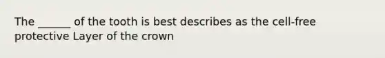 The ______ of the tooth is best describes as the cell-free protective Layer of the crown