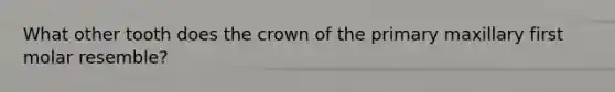 What other tooth does the crown of the primary maxillary first molar resemble?