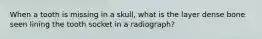 When a tooth is missing in a skull, what is the layer dense bone seen lining the tooth socket in a radiograph?