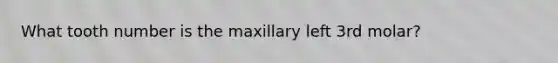 What tooth number is the maxillary left 3rd molar?