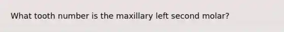 What tooth number is the maxillary left second molar?