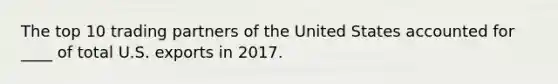 The top 10 trading partners of the United States accounted for ____ of total U.S. exports in 2017.