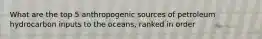 What are the top 5 anthropogenic sources of petroleum hydrocarbon inputs to the oceans, ranked in order