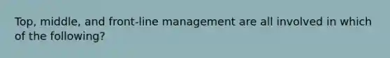 Top, middle, and front-line management are all involved in which of the following?