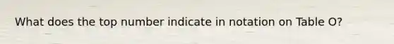 What does the top number indicate in notation on Table O?