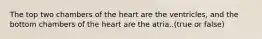 The top two chambers of the heart are the ventricles, and the bottom chambers of the heart are the atria..(true or false)