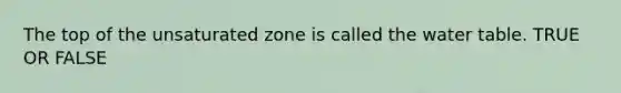 The top of the unsaturated zone is called the water table. TRUE OR FALSE