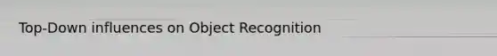 Top-Down influences on Object Recognition