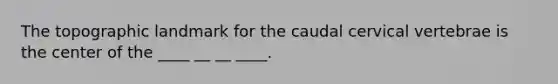 The topographic landmark for the caudal cervical vertebrae is the center of the ____ __ __ ____.