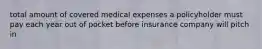 total amount of covered medical expenses a policyholder must pay each year out of pocket before insurance company will pitch in