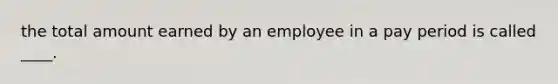 the total amount earned by an employee in a pay period is called ____.