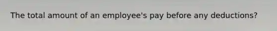 The total amount of an employee's pay before any deductions?