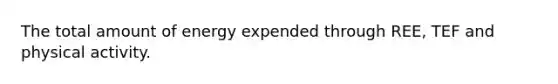 The total amount of energy expended through REE, TEF and physical activity.