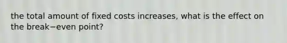 the total amount of fixed costs​ increases, what is the effect on the break−even point?